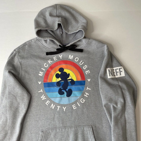 NEFF DISNEY Mickey Mouse Twenty Eight Sunset Hoodie Grey Authentic Mens M medium - Picture 2 of 10